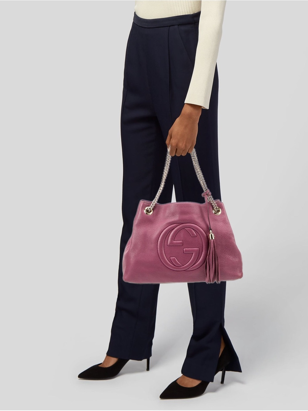 ✨GUCCI✨ Soho Chain Tote Bag Shoulder Purple Leather✨MED🫶🏻